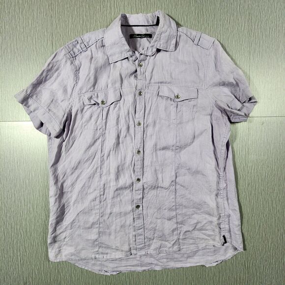 Kenneth Cole - New York - Sz. Large_ Plum Purple_Summer_Short Sleeve Button Up - Picture 1 of 11